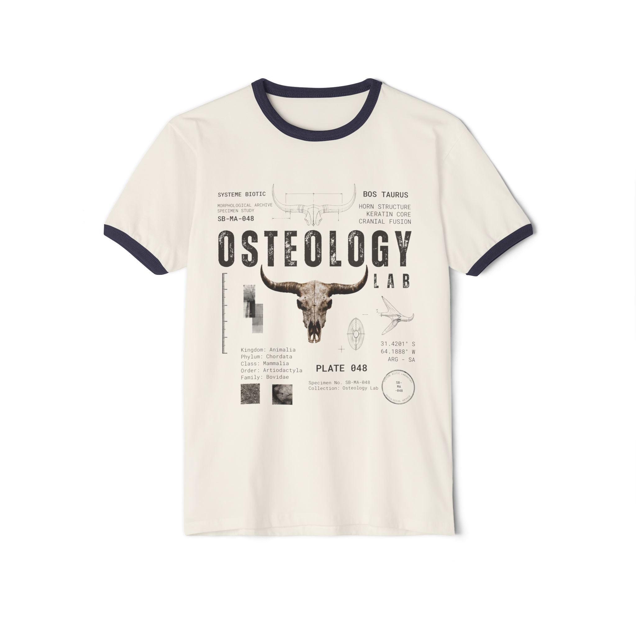 Osteology Lab Skull Diagram T-Shirt | Vintage Anatomy Ringer Tee
